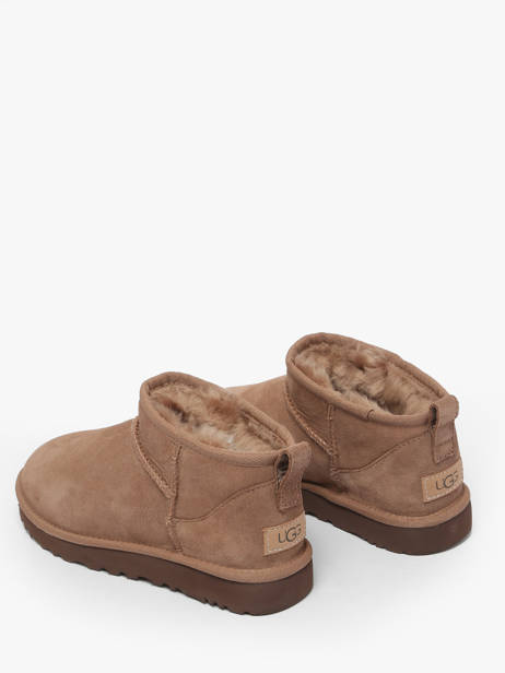 Boots Classic Ultra Mini En Cuir Ugg Marron women 1116109 vue secondaire 3