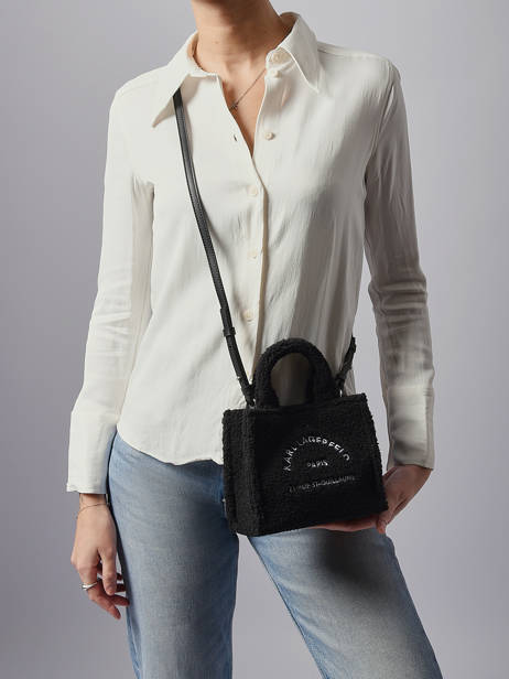 Mini Sac Cabas Rue St Guillaume Shearling Karl lagerfeld Noir rsg A4W50016 vue secondaire 1