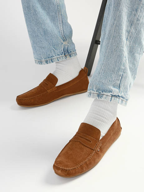Mocassins En Cuir Tommy hilfiger Marron men 5789GVQ vue secondaire 1